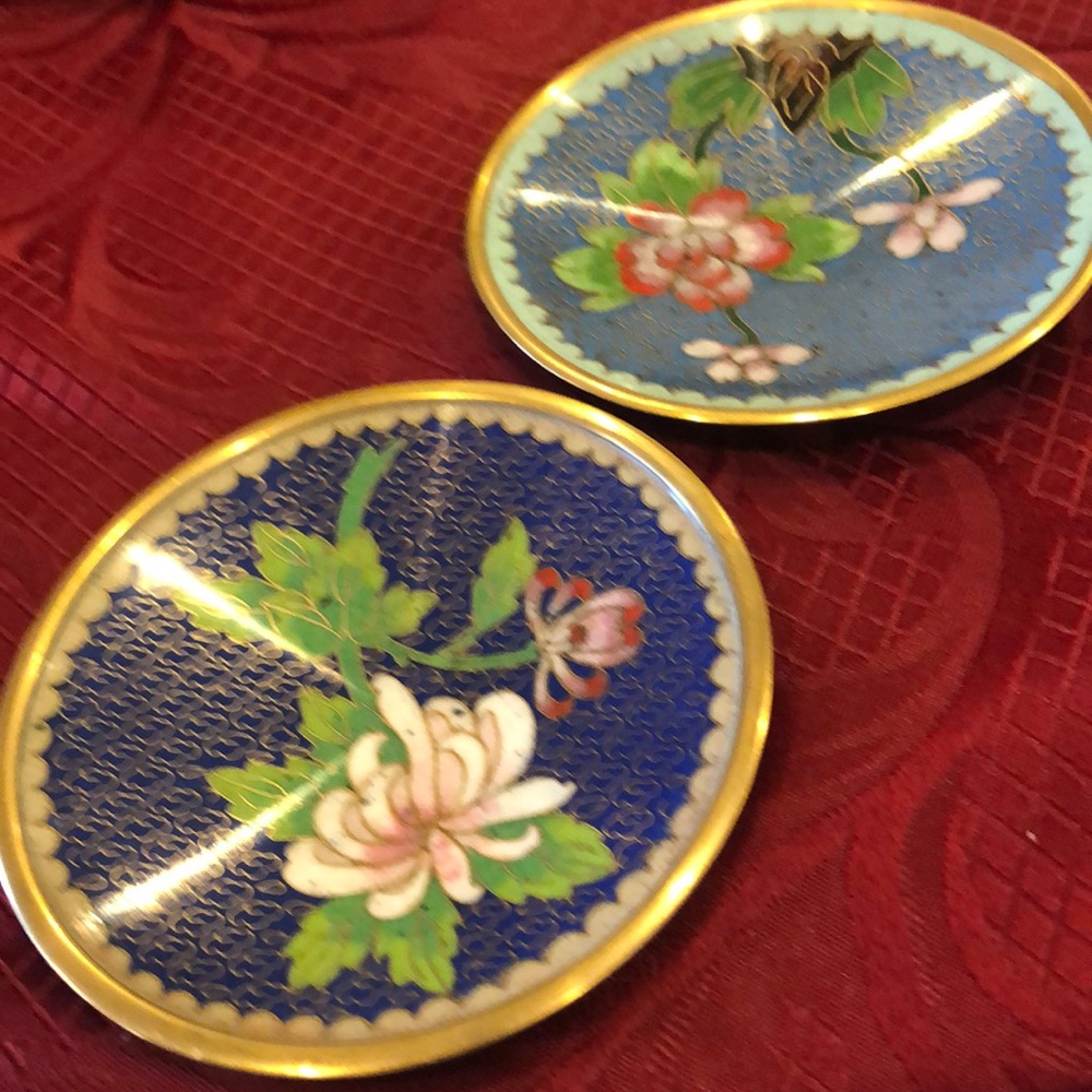 Pair of Vintage Cloisonné Dishes